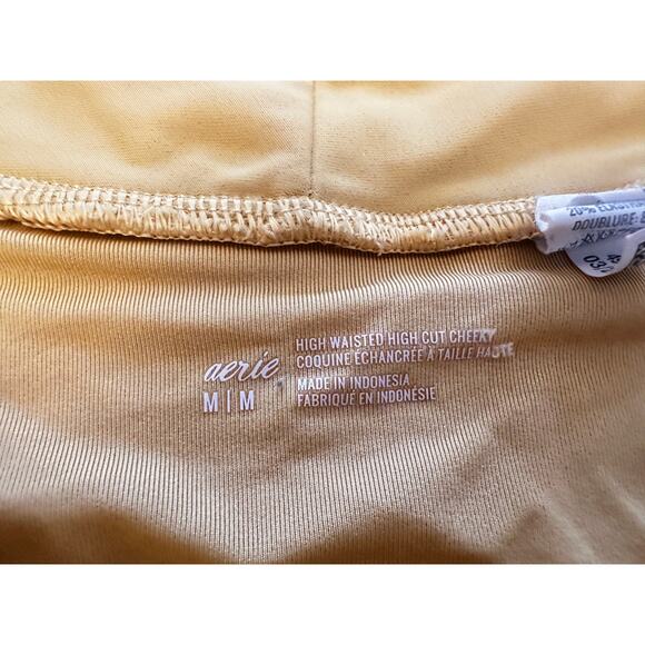 Aerie Mustard Yellow Bikini Set S Top M Bottom High Waisted Cheeky - Picture 7 of 10